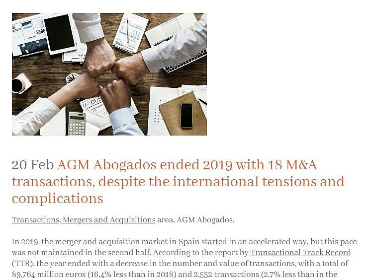 AGM Abogados ended 2019 with 18 M&A transactions, despite the international tensions and complications